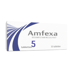 Amfexa 5 mg verpakking – dexamfetaminesulfaat tabletten (30 stuks)